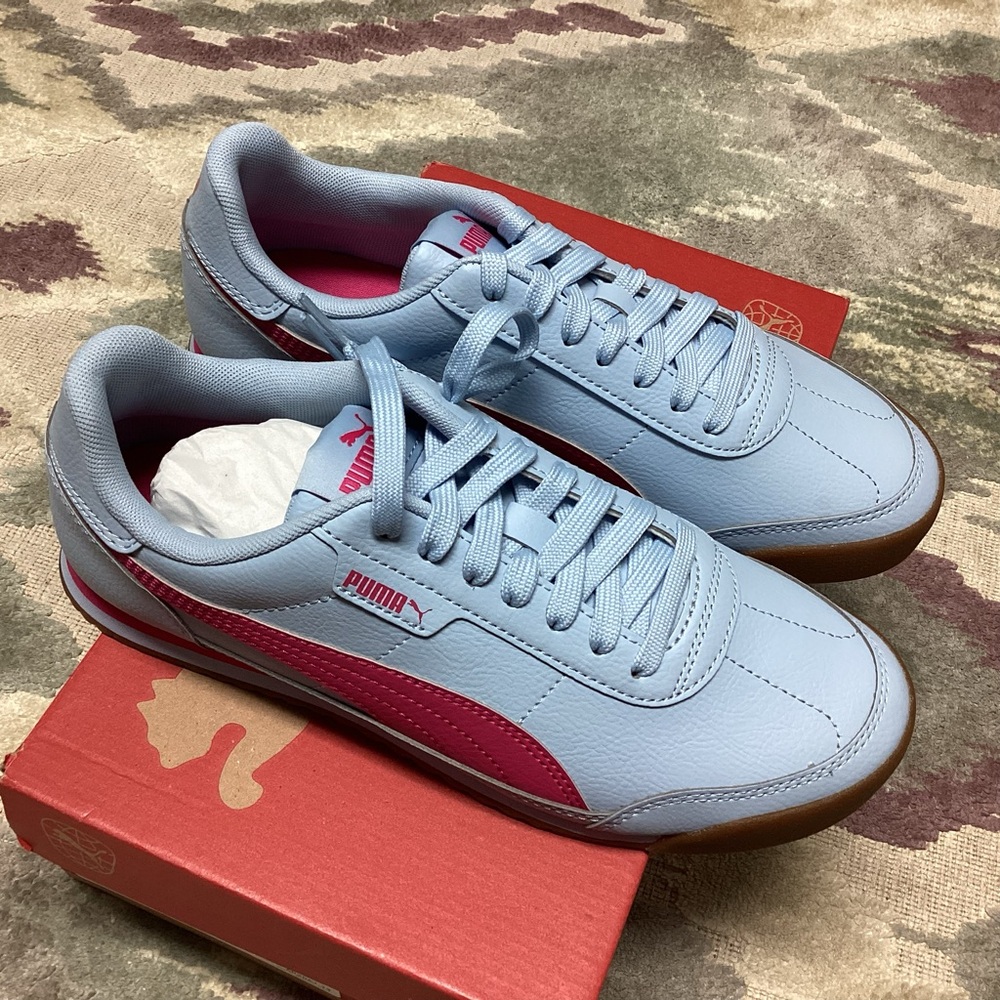 New Puma Turino 2 Haute Tropic Pink Gum Size 7.5M Flat Lace Up Leather Casual